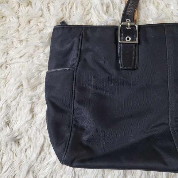 Coach Black Nylon / Leather Tote Bag Handcrafted in Turkey - Picture 3 of 16